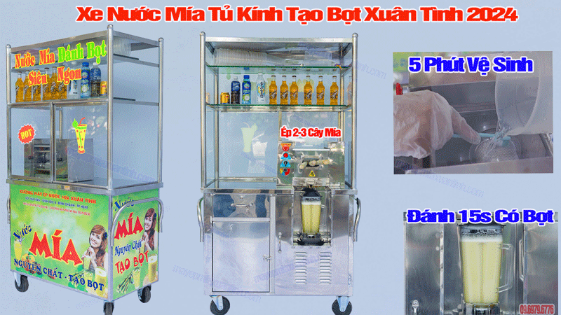 Xe Nước Mía Tủ Kính Đánh Bọt 2024