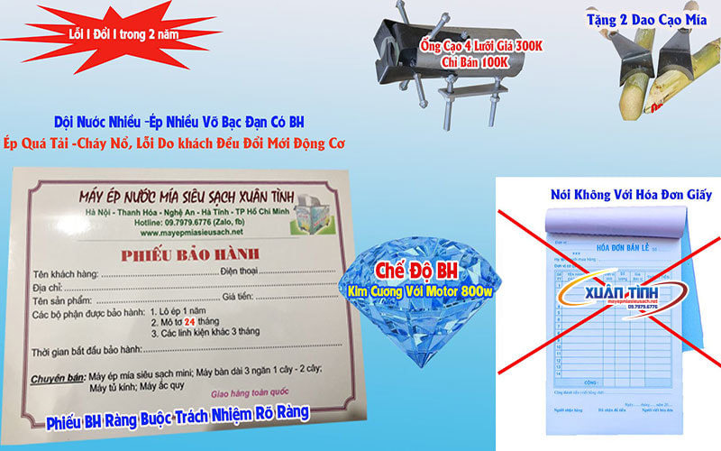 Chế Độ Bảo Hành Kim Cương 2 Năm Với Động Cơ 800W Xuân Tình