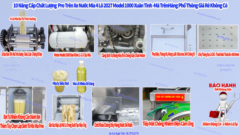 Nâng cấp trên Xe nước mía 4 lô Xuân Tình phiên bản 2027