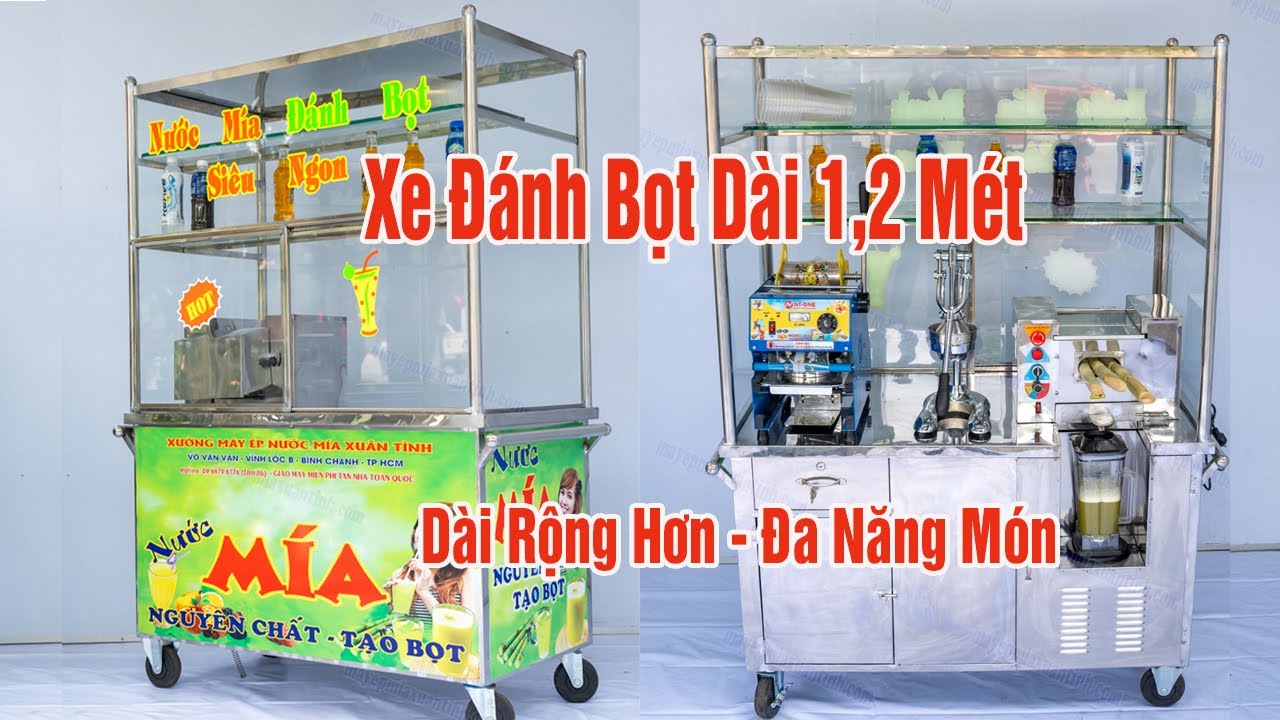 Xe Nước Mía 1,2 Mét Tủ Kính Có Đánh Bọt