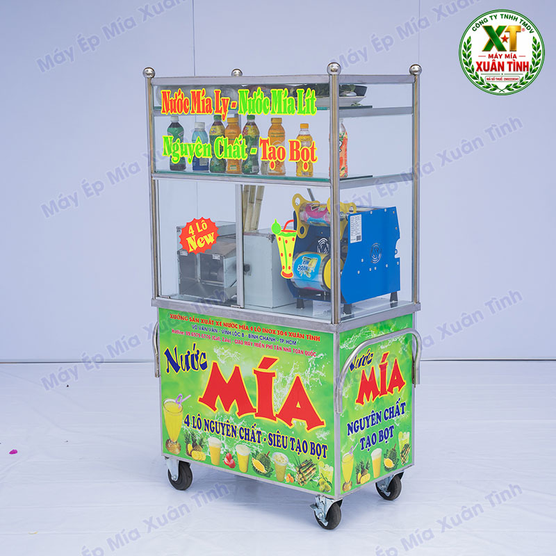 Combo Máy Ép Mía 4 Lô 73 Tủ Kính và Máy Ép Ly 1 Lít X10 2,4 Triệu