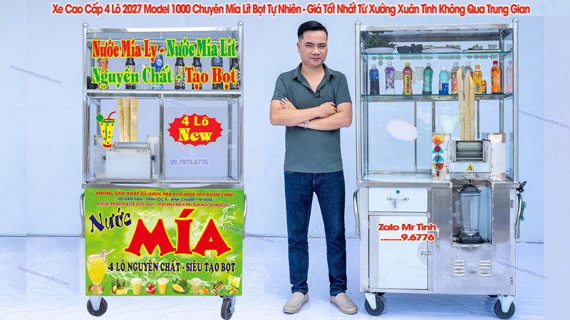 Đập hộp Xe Nước Mía Tủ Kính 4 Lô Model 1000: Có đáng tiền hơn 3 lô?