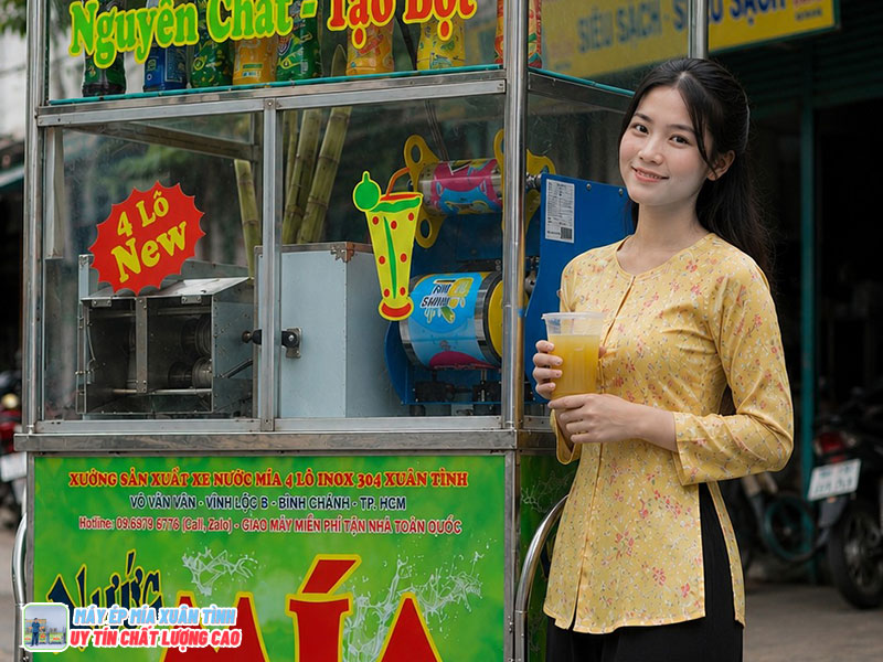 Nước mía ép từ máy 4 lô vị có ngon và béo như xe nước mía truyền thống không?